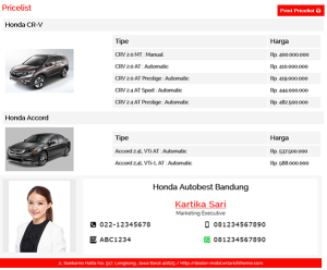 Jasa Pembuatan Website Dealer Mobil dan Sales Mobil pricelist harga mobil
