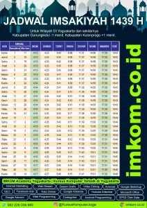 Download Gratis Desain Jadwal Imsakiyah Ramadhan 1439H Mei 2018